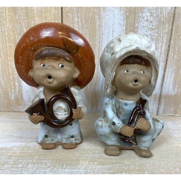 VTG Seymour MANN Figurines Set of 2 5" Boy & Girl Musicians Japan 1970s Japan - Picture 1 of 6